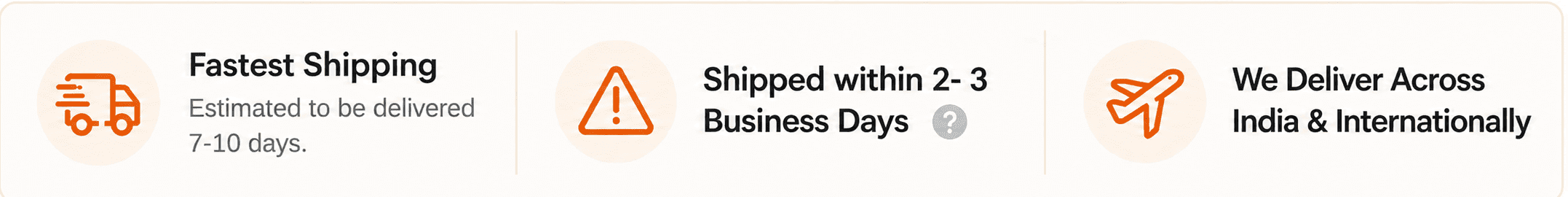 Fast shipping, dispatch within 2 to 3 business days, and delivery across India and internationally
